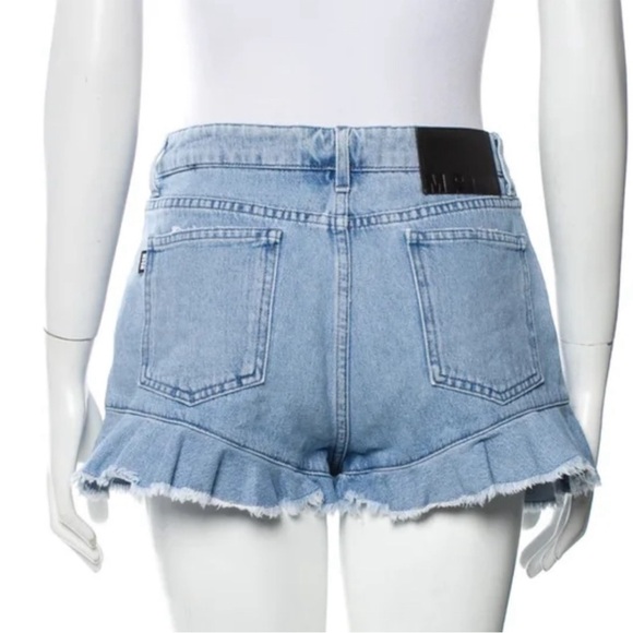 MSGM Milano Denim Ruffle Hem Shorts - Picture 3 of 9